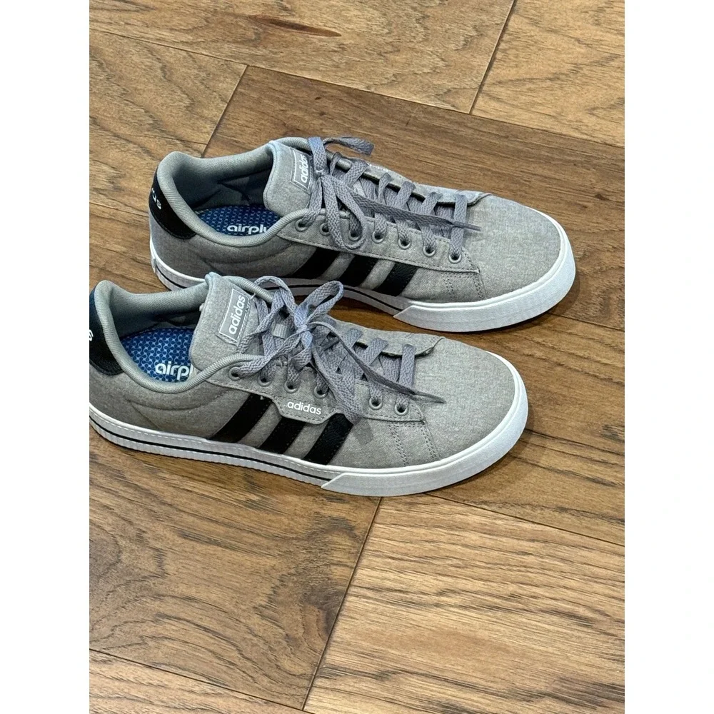 Adidas Daily 3.0‎ Mens Sneakers Grey Black Canvas Low Top Shoes Size 9.5